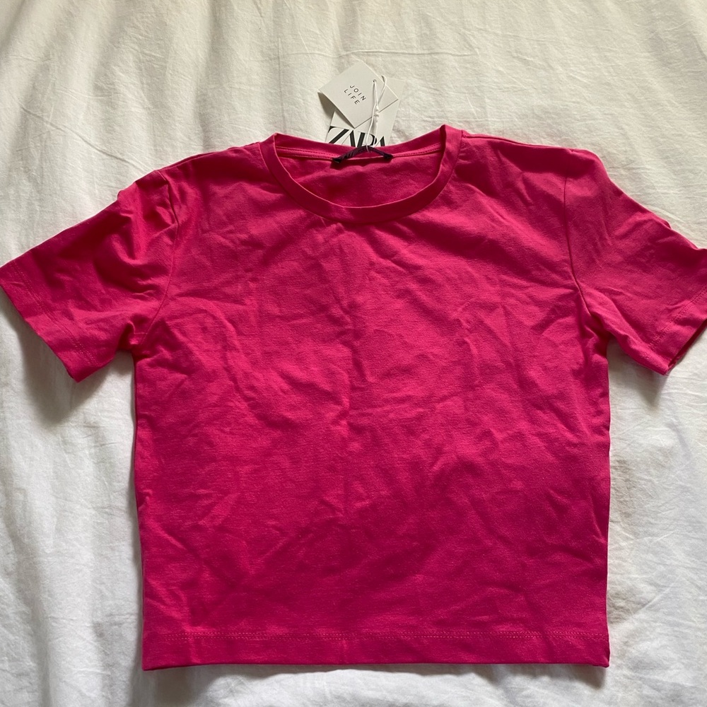 zara pink crop top
